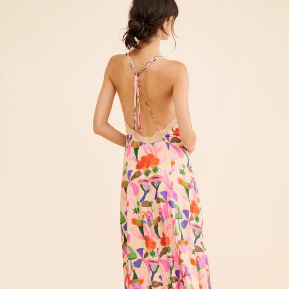 FARM RIO Fairies Sand Slip Midi Dress NWT - Picture 2 of 12
